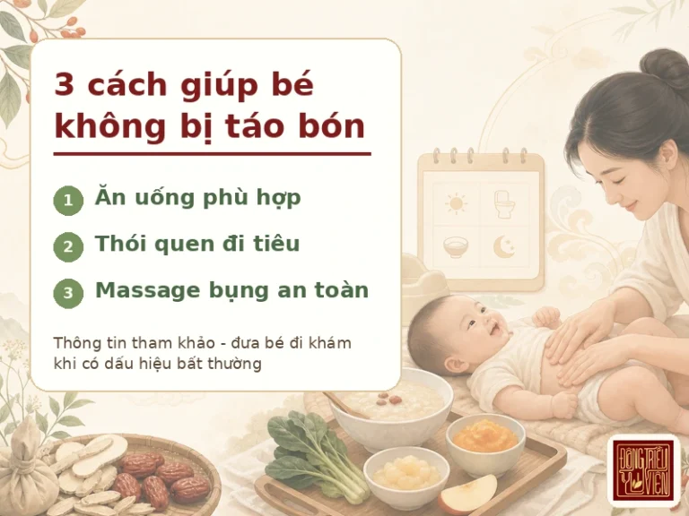 3 cách giúp bé không bị táo bón: ăn uống, thói quen và massage an toàn