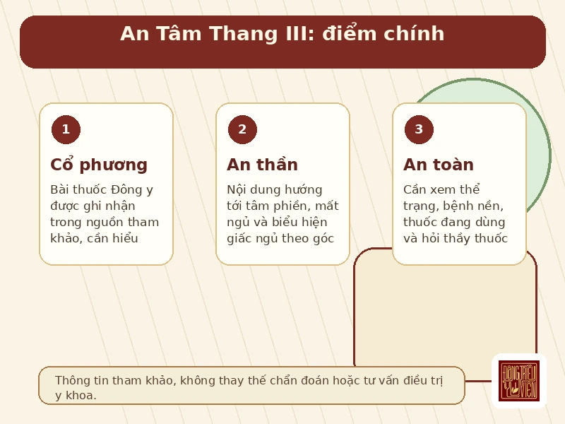 Infographic An Tâm Thang III cổ phương an thần và lưu ý