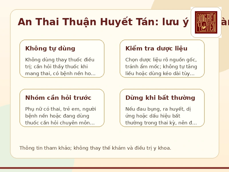 Infographic lưu ý an toàn khi dùng An Thai Thuận Huyết Tán