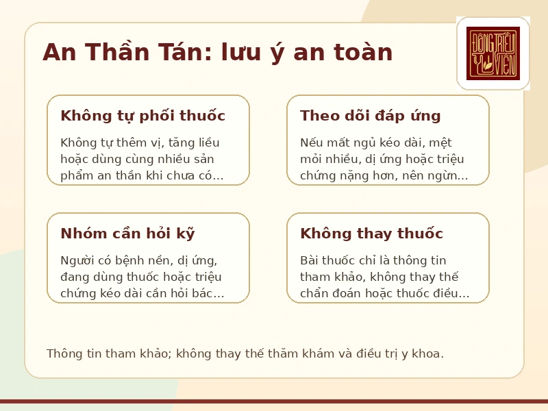 Infographic lưu ý an toàn khi dùng An Thần Tán