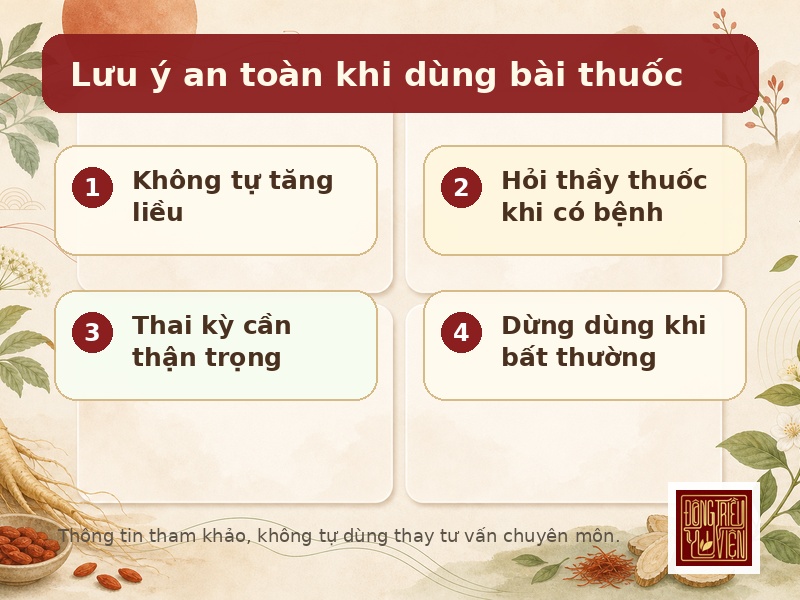 Lưu ý an toàn khi dùng bài thuốc