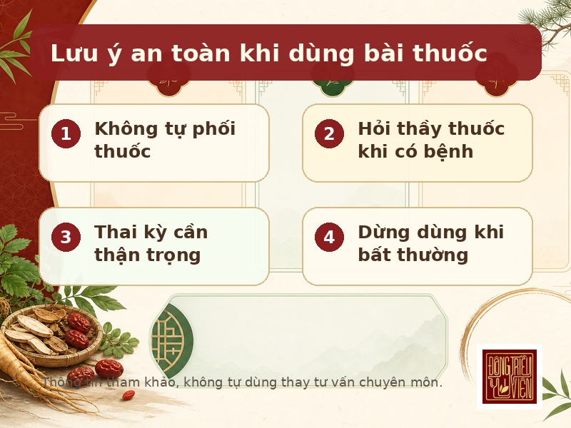 Lưu ý an toàn khi dùng bài thuốc