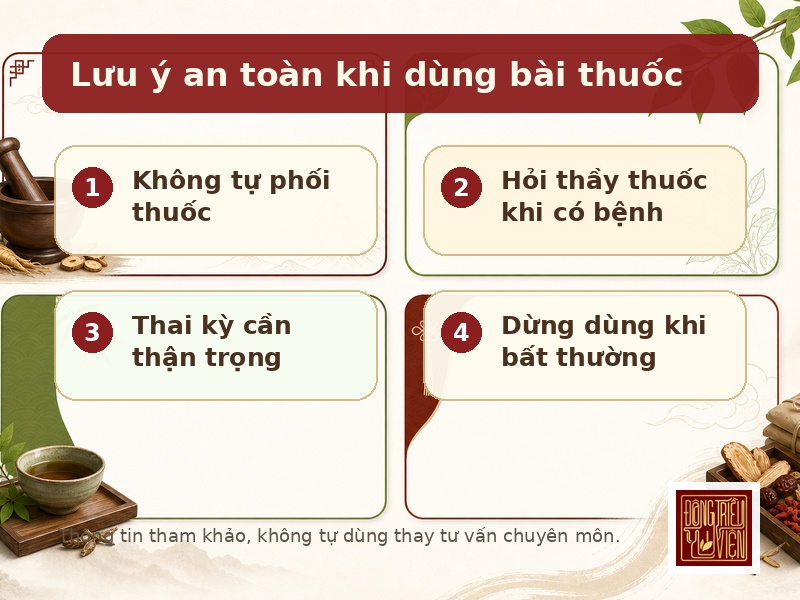 Lưu ý an toàn khi dùng bài thuốc