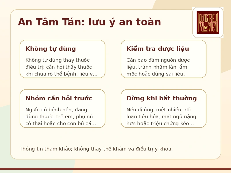 Infographic lưu ý an toàn khi tham khảo bài thuốc An Tâm Tán