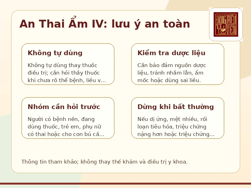 Infographic lưu ý an toàn khi tham khảo bài thuốc An Thai Ẩm IV