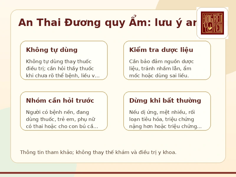 Infographic lưu ý an toàn khi tham khảo bài thuốc An Thai Đương quy Ẩm