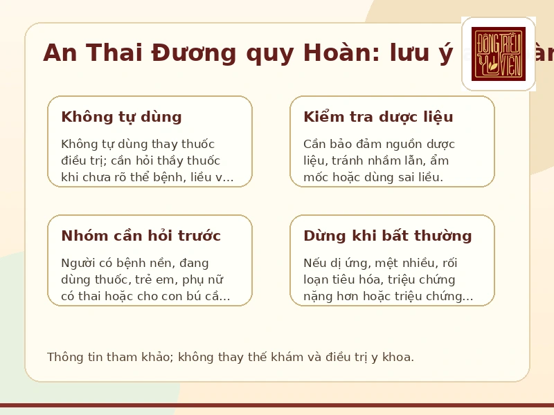 Infographic lưu ý an toàn khi tham khảo bài thuốc An Thai Đương quy Hoàn
