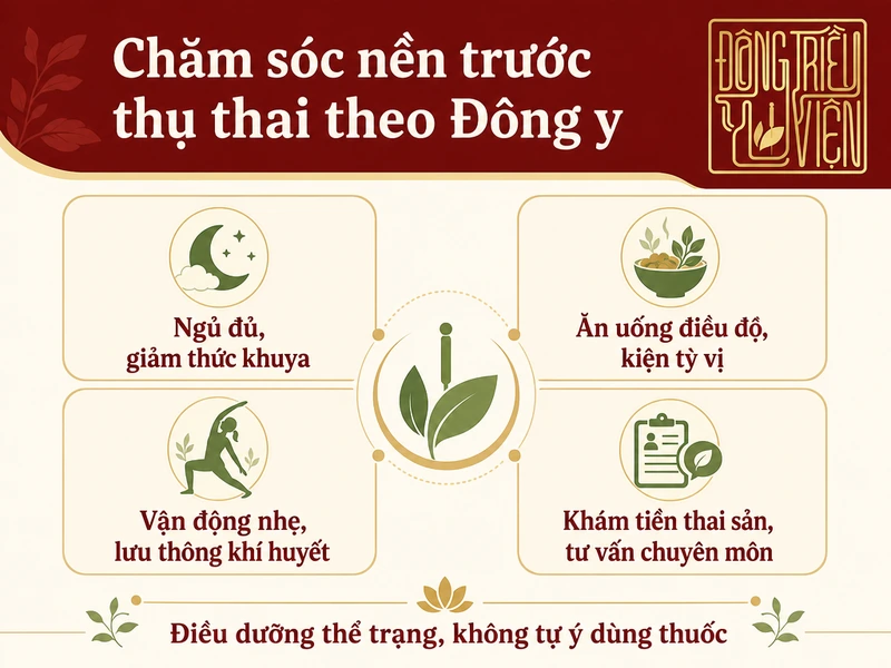 Infographic chăm sóc nền trước thụ thai theo Đông y