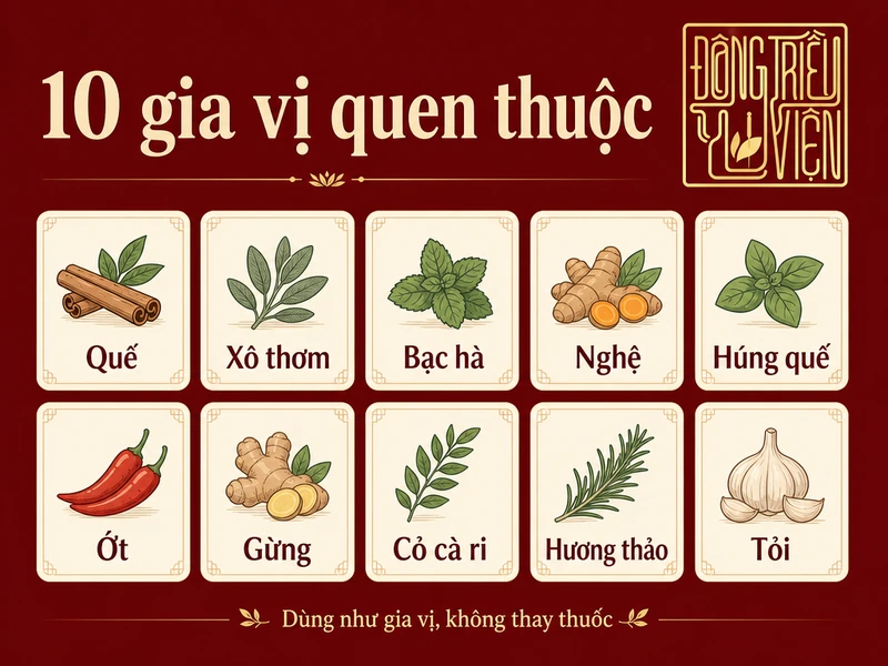 Infographic 10 gia vị quen thuộc tốt cho sức khỏe