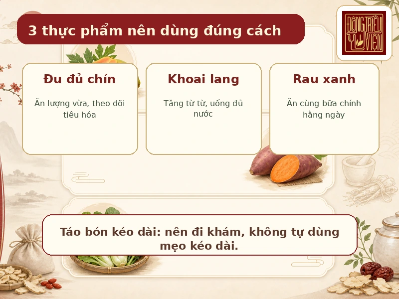 3 thực phẩm hỗ trợ táo bón dùng đúng cách