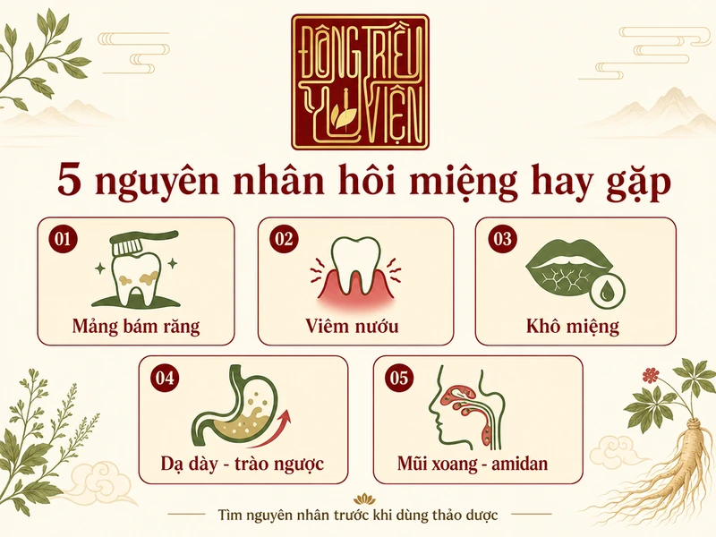 Infographic 5 nguyên nhân hôi miệng hay gặp