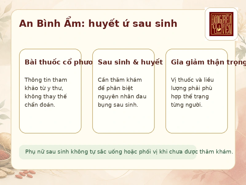 Infographic An Bình Ẩm: huyết ứ sau sinh và cách tham khảo an toàn