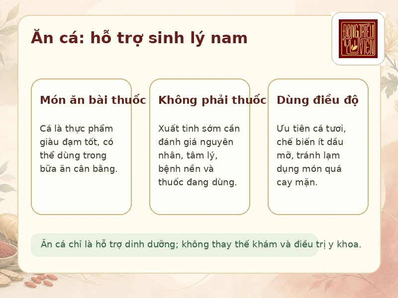 Infographic Ăn cá: hỗ trợ sinh lý nam và cách tham khảo an toàn