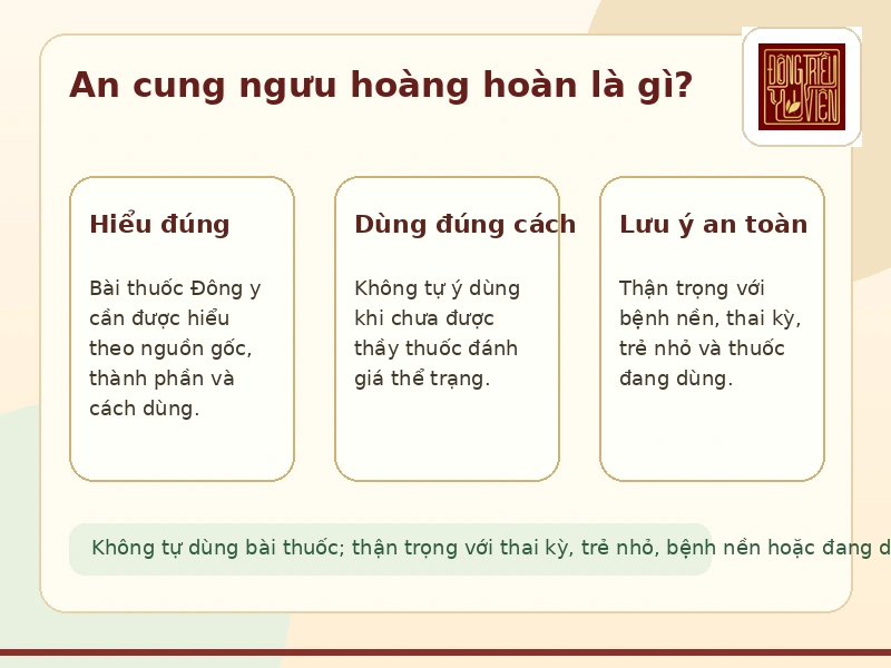 Infographic An cung ngưu hoàng hoàn và dấu hiệu cần lưu ý