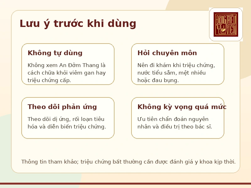 Infographic lưu ý an toàn An Đởm Thang 