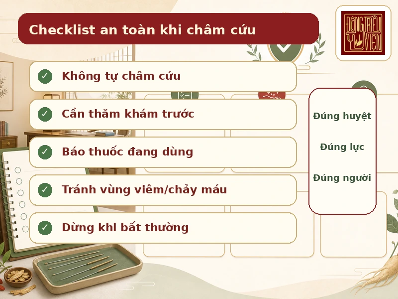 Checklist lưu ý an toàn khi ứng dụng độc huyệt trong châm cứu