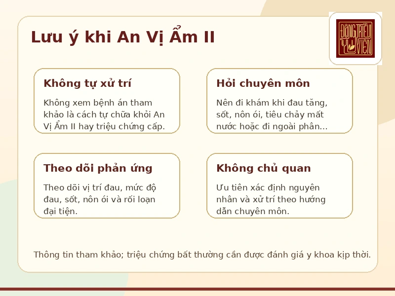 Infographic lưu ý an toàn khi An Vị Ẩm II