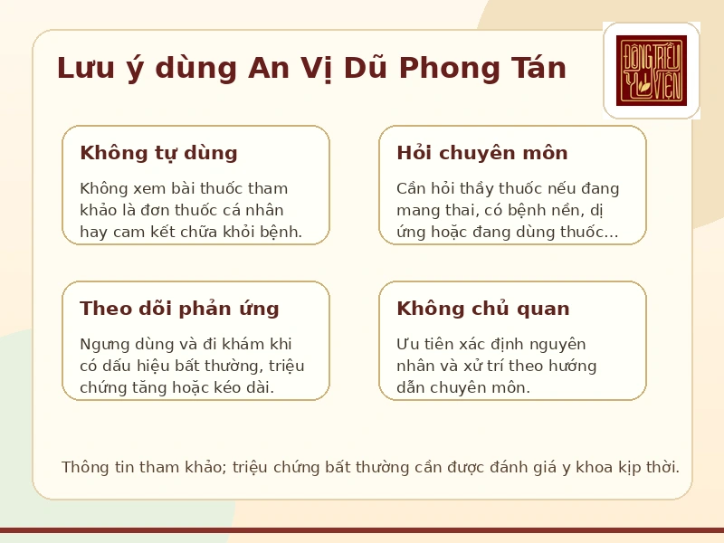 Infographic lưu ý an toàn khi An Vị Dũ Phong Tán