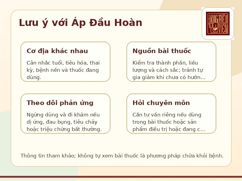 Infographic lưu ý an toàn khi dùng Áp Đầu Hoàn