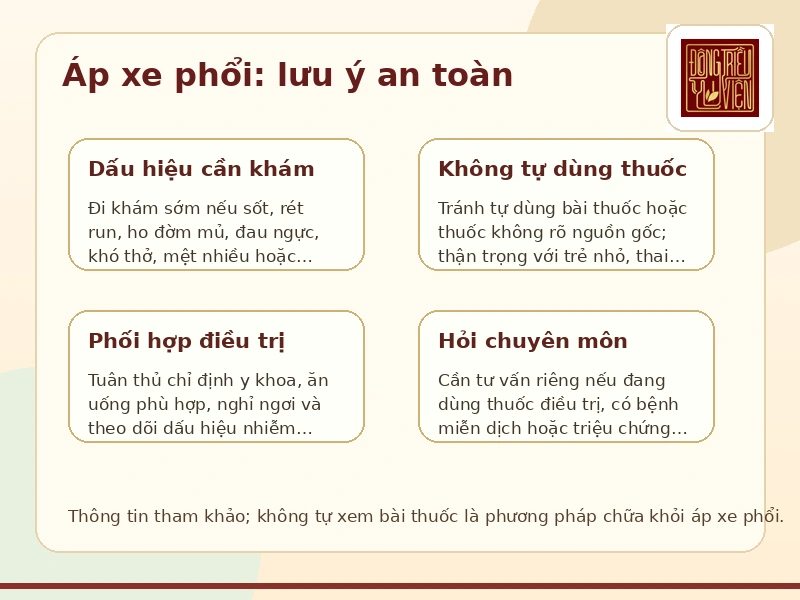 Infographic lưu ý an toàn khi chữa áp xe phổi bằng Đông y