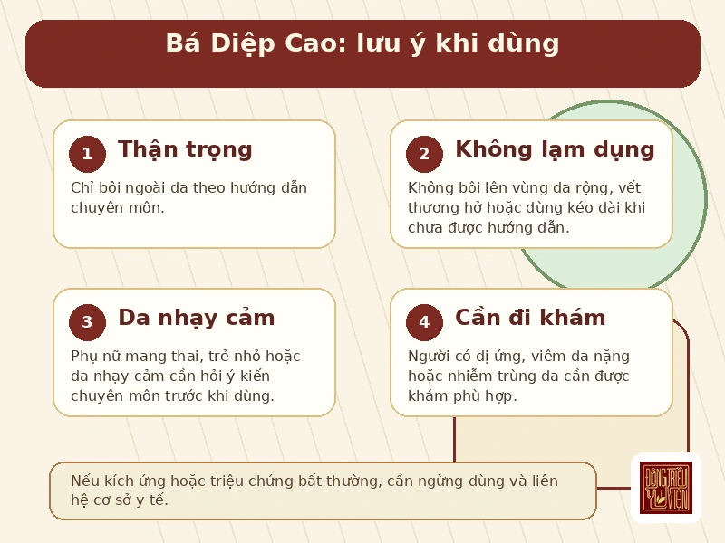 Infographic Bá Diệp Cao: lưu ý an toàn khi sử dụng
