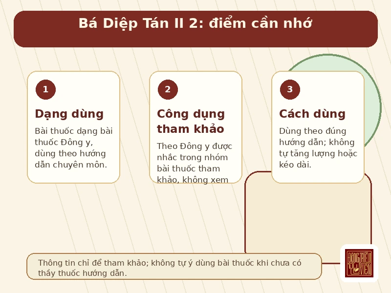 Infographic Bá Diệp Tán II 2: công dụng và cách dùng