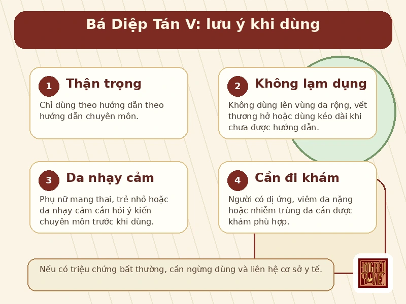 Infographic Bá Diệp Tán V: lưu ý an toàn khi sử dụng