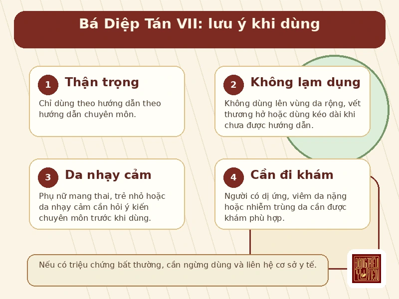 Infographic Bá Diệp Tán VII: lưu ý an toàn khi sử dụng