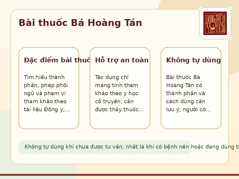 Infographic Bài thuốc Bá Hoàng Tán: thành phần, công dụng và lưu ý an toàn