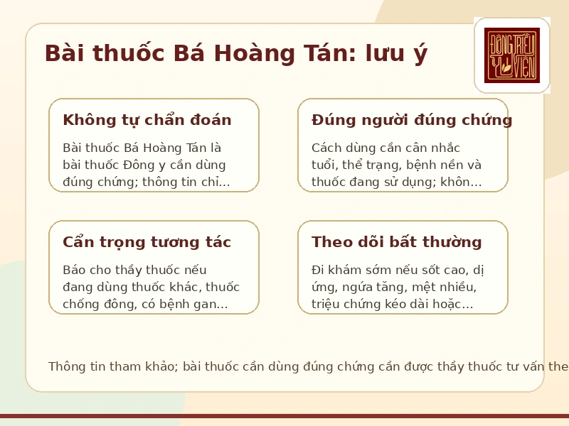 Infographic Bài thuốc Bá Hoàng Tán: lưu ý an toàn