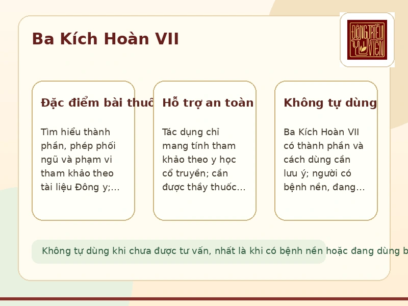 Infographic Ba Kích Hoàn VII: công dụng, thành phần và lưu ý an toàn