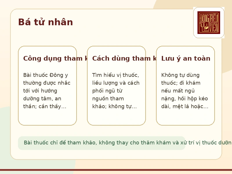 Infographic Bá tử nhân: lưu ý tham khảo khi tìm hiểu vị thuốc dưỡng tâm an thần