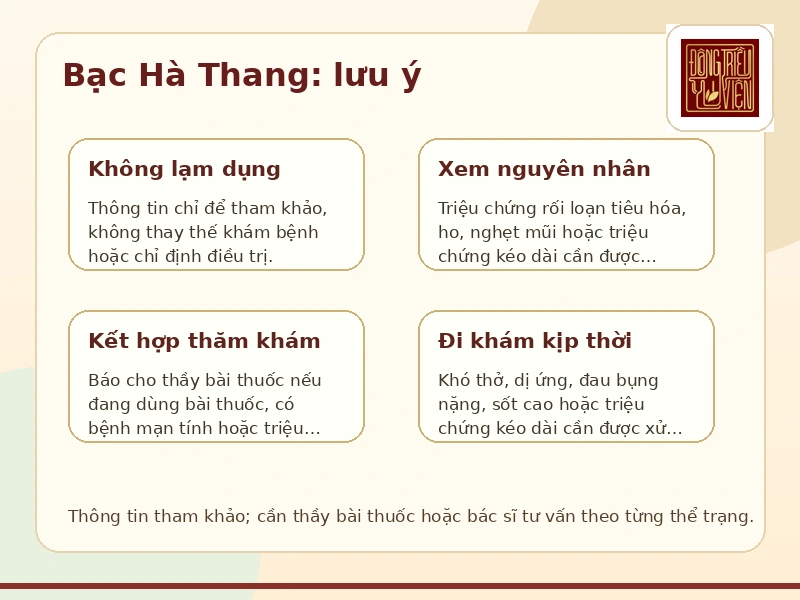 Infographic Bạc Hà Thang: lưu ý an toàn