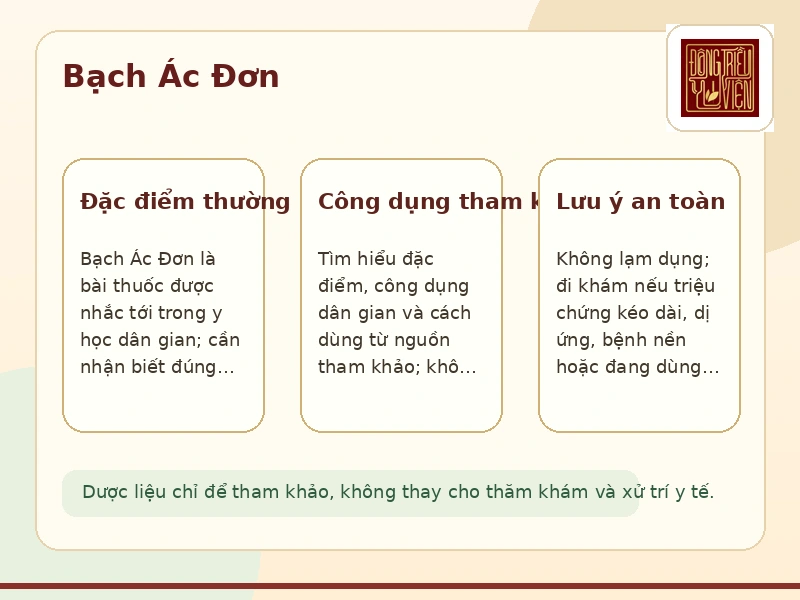 Infographic Bạch Ác Đơn: lưu ý tham khảo khi tìm hiểu bài thuốc Đông y thảo dược