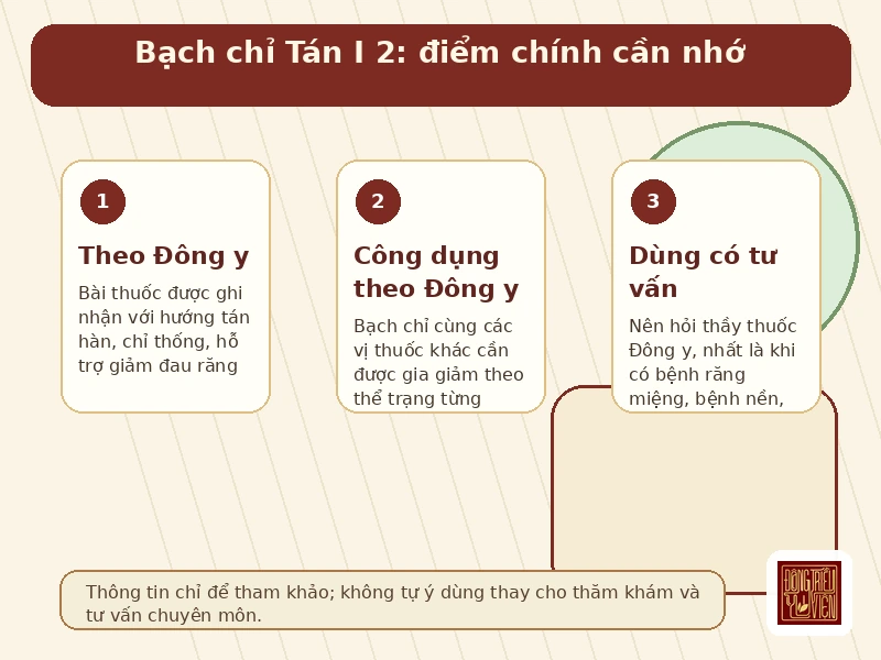 Infographic Bạch chỉ Tán I 2: công dụng và bài thuốc theo Đông y