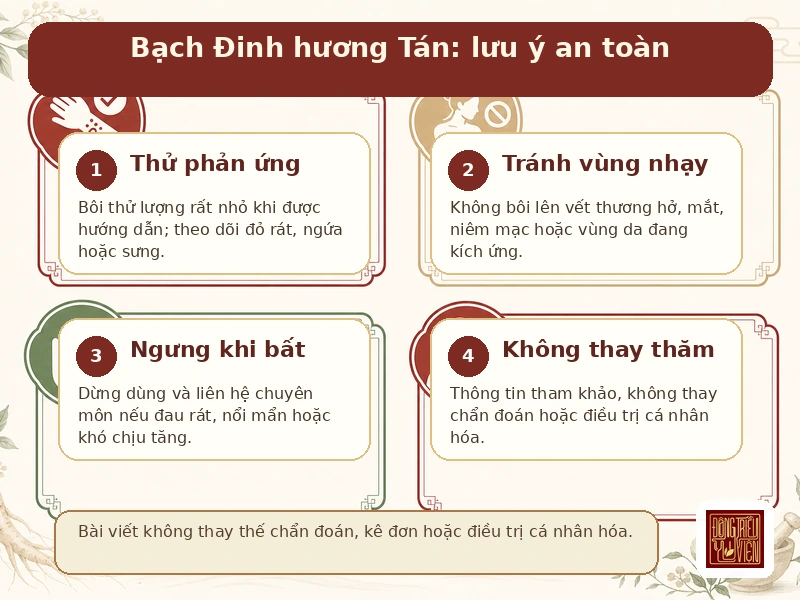 Infographic Bạch Đinh hương Tán: lưu ý an toàn