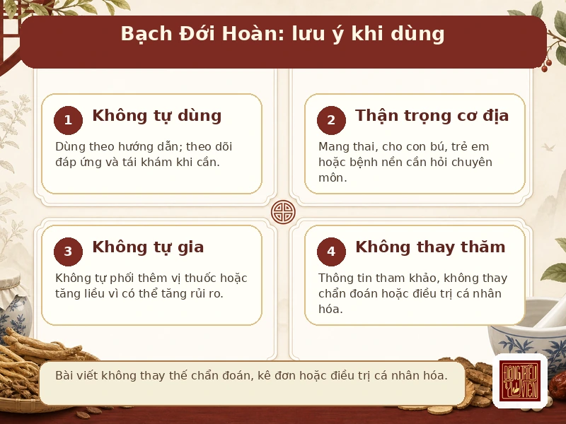 Infographic Bạch Đới Hoàn: lưu ý khi dùng