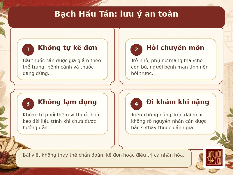 Infographic Bạch Hầu Tán: lưu ý an toàn