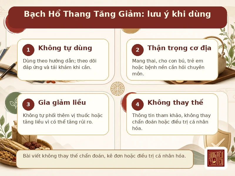 Infographic Bạch Hổ Thang Tăng Giảm: lưu ý khi dùng