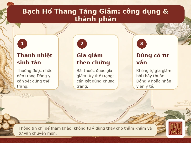 Infographic Bạch Hổ Thang Tăng Giảm: thành phần và công dụng tham khảo