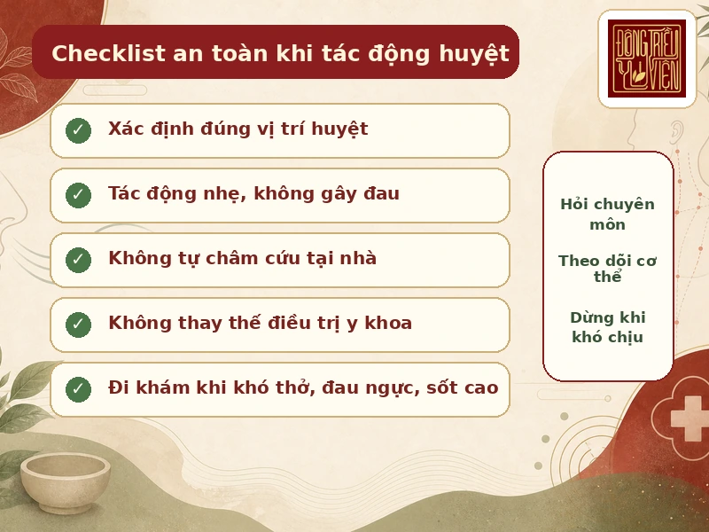 Checklist an toàn khi tác động huyệt hỗ trợ hô hấp