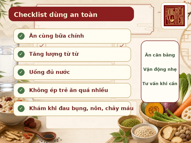 Checklist dùng thực phẩm khi táo bón an toàn