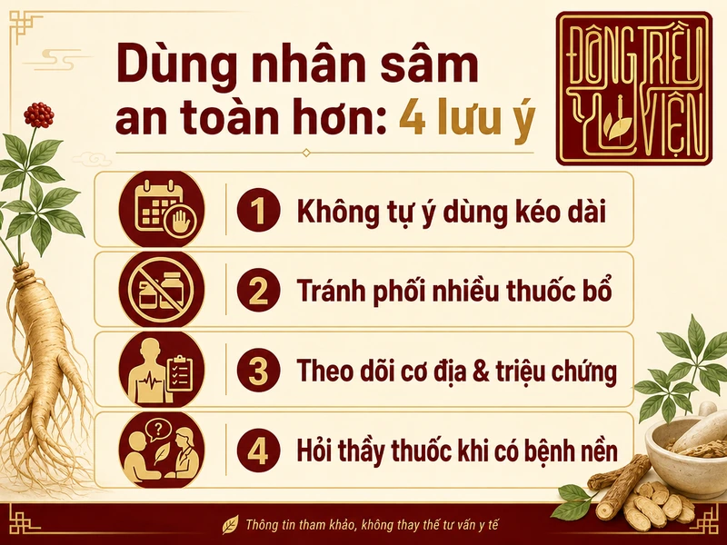 Infographic 4 lưu ý dùng nhân sâm an toàn hơn