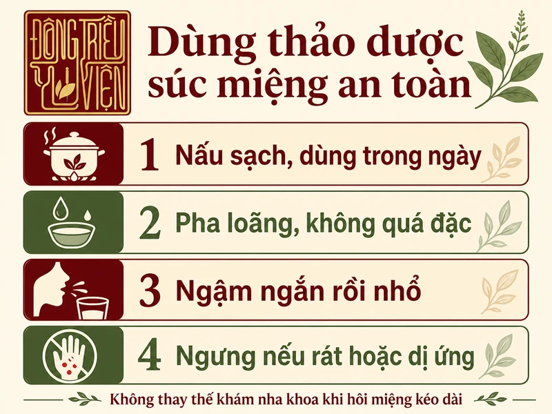 Infographic dùng thảo dược súc miệng an toàn