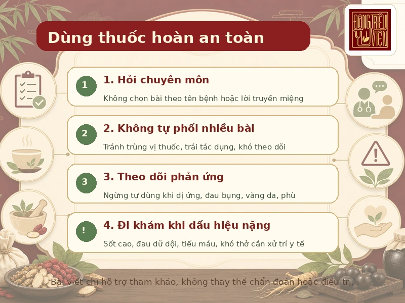 Infographic dùng thuốc hoàn Đông y an toàn
