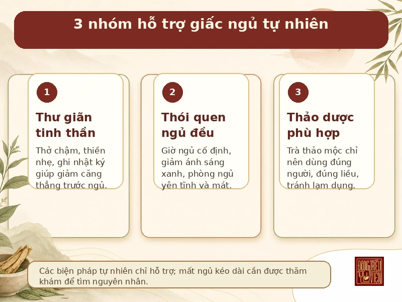 Infographic 3 nhóm liệu pháp tự nhiên hỗ trợ giấc ngủ
