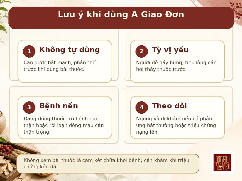 Infographic lưu ý an toàn khi dùng A Giao Đơn