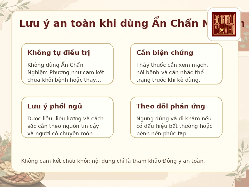Infographic lưu ý an toàn khi dùng Ẩn Chẩn Nghiệm Phương