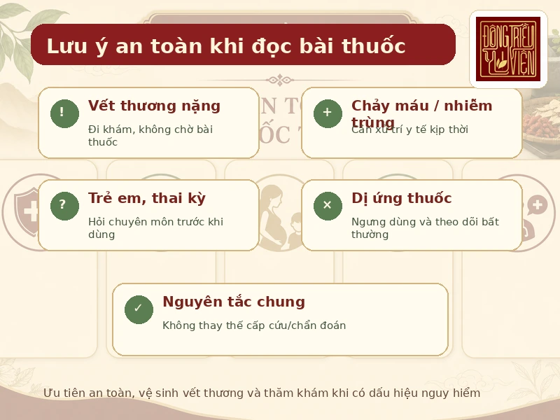 Infographic lưu ý an toàn khi đọc bài thuốc thương khoa