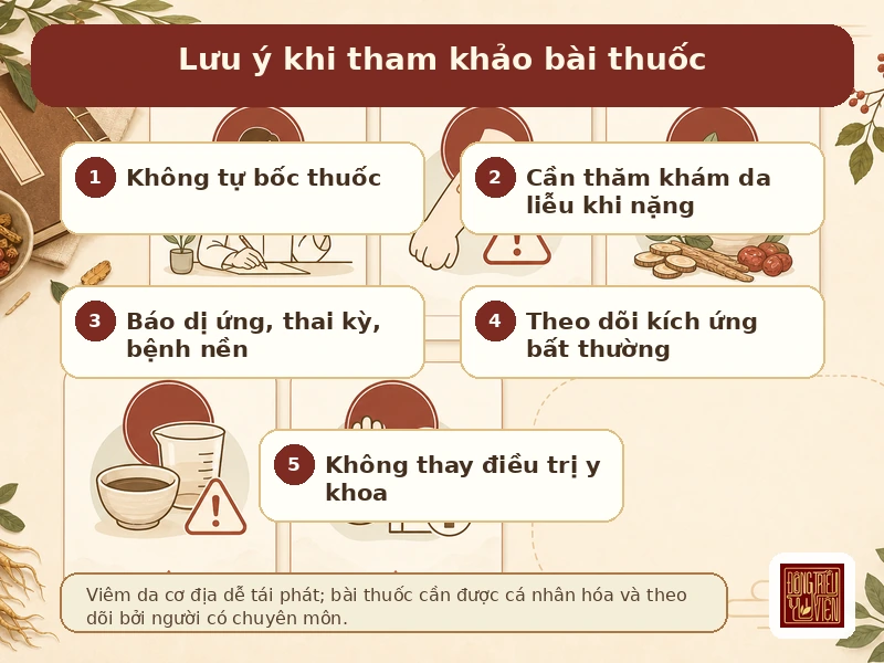 Infographic lưu ý an toàn khi tham khảo bài thuốc viêm da cơ địa